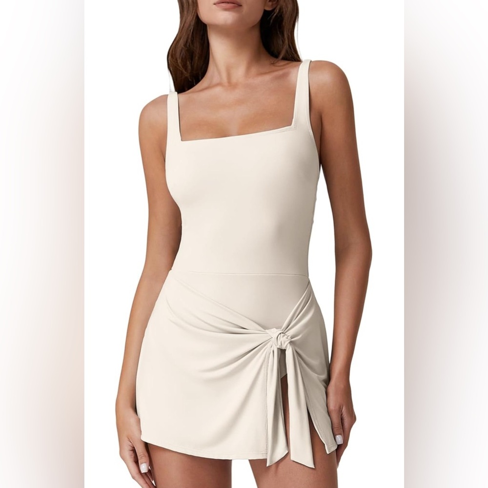 Elegant Cream Tie-Front SWIM Dress FOR WOMEN *NEW*